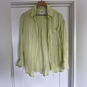 Abercrombie & Fitch Oversized Gauzy Shirt Lime Button Up SKU 651870966